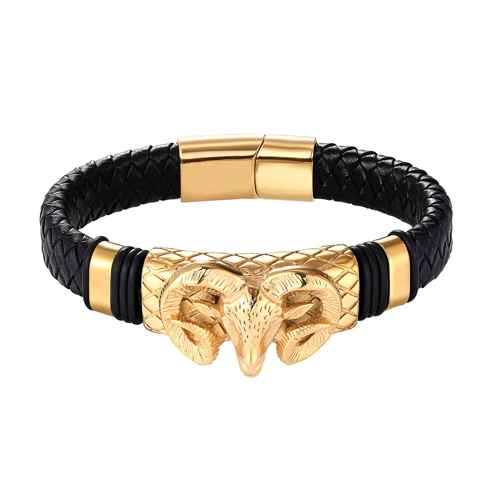 Ram Constellation Gold-tone Braided Bracelet