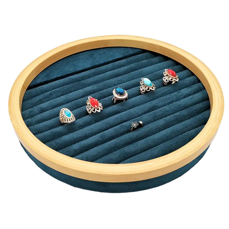 Elegant Jewelry Display Rack with Solid Wood Flannel Storage