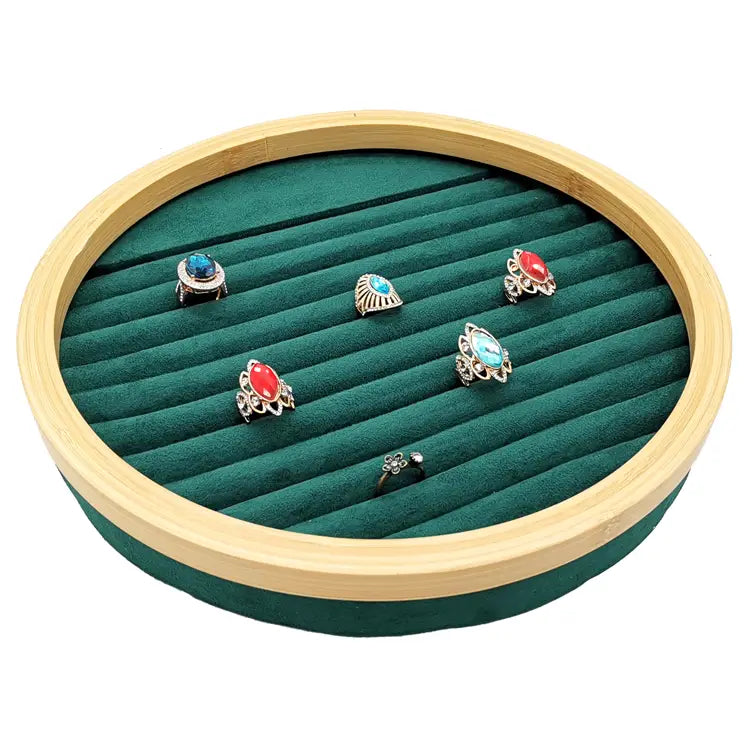 Elegant Jewelry Display Rack with Solid Wood Flannel Storage